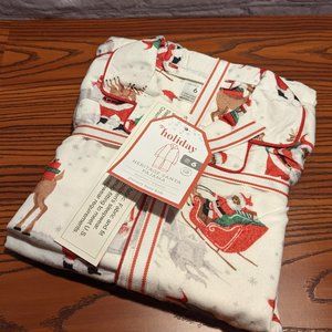 NWT Pottery Barn Heritage Black Santa Claus Flannel Pajama Set, 6 Christmas Pjs